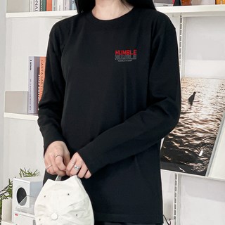 HumbleStudio 女款圓領寬鬆層次長版長袖T恤