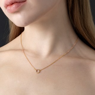 SEMI JEWELRY 女款 14K Lumia 馬蹄鍊項鍊 + 購物袋