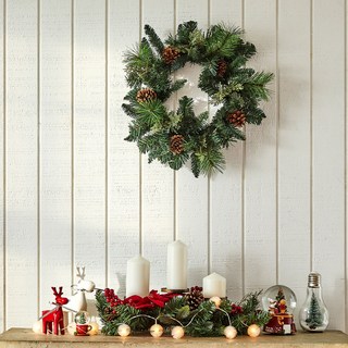 Modern House 松果花圈, 綠色, 45cm, 1個