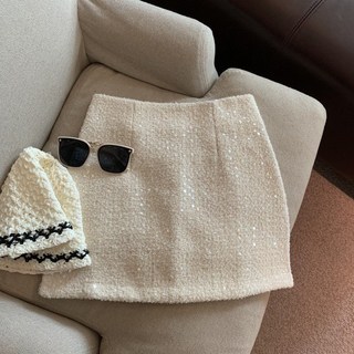 I'M MONG 女款 Lovyren 粗花呢亮片點綴迷你裙