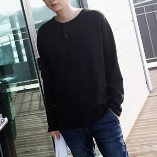 PLAYS 男士圓領亨利寬鬆版長袖T恤