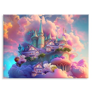 엔픽아트 캔버스형 보석십자수 세트 40 x 50 cm MK052, 분홍빛 환상 마을, 1세트