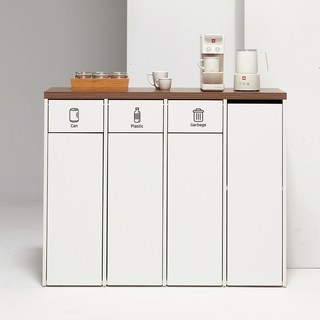 필웰 무노 재활용 분리수거함 수납장, 잉글리쉬월넛, 4단