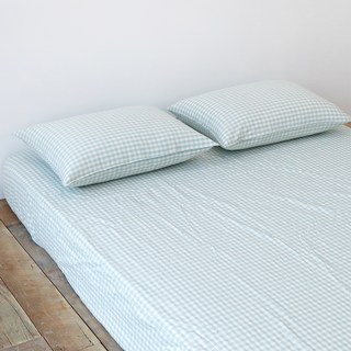 Nubile Gingham格紋水洗棉布純棉單層床墊套