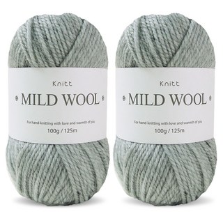 Knitt Mild Wool羊毛混紡編織線 100g, 2個, 11灰色