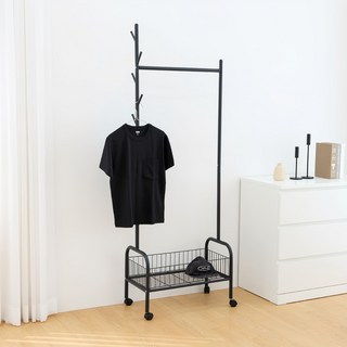 Tree farm Charmant 單層收納移動式落地衣架 60公分, 黑色