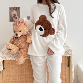 AnotherD 女款大熊睡眠睡衣 上衣+下褲套裝