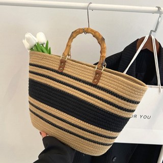 Yeon-i Land 條紋亮點夏季藤編包