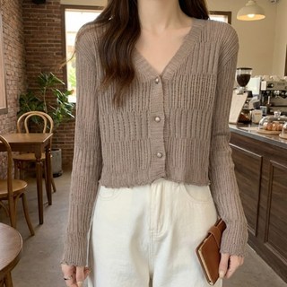 Sonio 女款V領可愛春季開襟衫