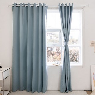 shez Home De Grey 打孔遮光窗簾 附窗簾綁帶, 藍色