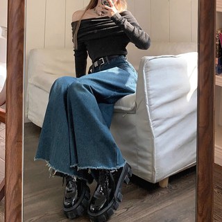 Chichills 女性休閒時尚寬版牛仔褲 00017 T