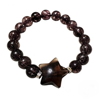 A1寶石 冰種黑曜石水晶許願星手鍊 附白水晶碎石 A-04 26g