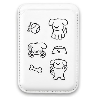 Recoz MagSafe 卡夾錢包 白色狗狗, 1個, 白可可