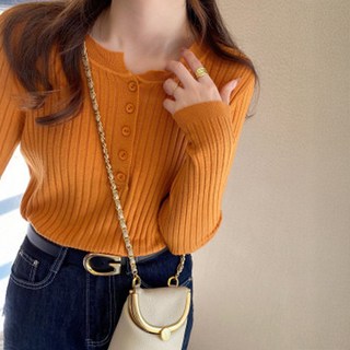 Awesomeful 女性迪爾茨鈕扣長袖針織衫 A25FKN081901