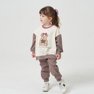 KIDSCOMO 女童巧克力熊上下套裝