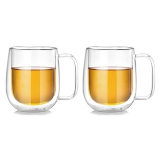 小麥購物 雙層馬克杯 握把款 250ml G109 147g, 透明色, 2個