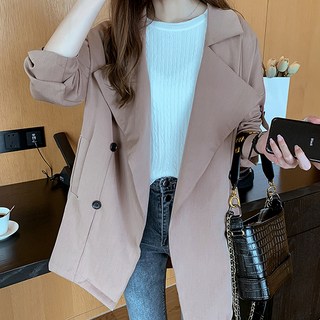 LUNAGIRL 女款捲邊翻領風衣