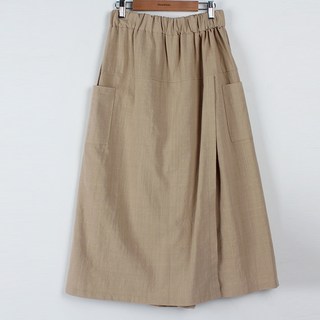 BBAE BBAE 女款鬆緊帶亞麻7分寬褲裙