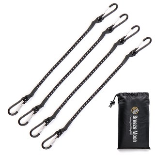 Breeze Moon 登山扣型彈力繩 4入 + 收納袋套組, 混合色