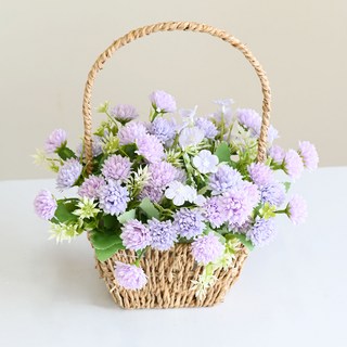 도시정원 조화 미니퐁퐁이 꽃바구니, 라벤더, 1개