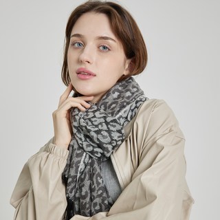 Puton 灰色豹紋圍巾