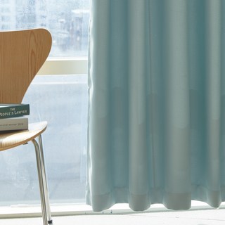 Hans Deco 柔和純色孔眼遮光窗簾, 藍色