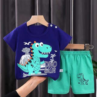 HARAROI 兒童火山恐龍五分褲室內上下衣套裝