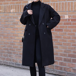 羊毛混紡雙排釦設計大衣