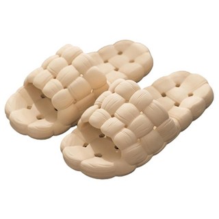 YOURHOME 高級EVA防滑編織浴室拖鞋, 米色, 1雙