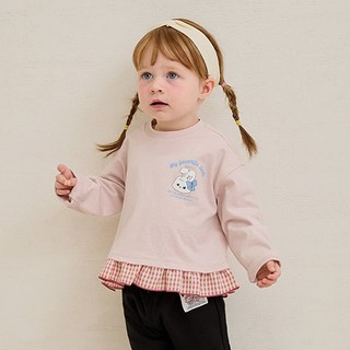 milkmile 甜美蝴蝶結兔子格紋荷葉邊短版T恤