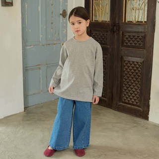 哲秀與英熙 兒童素色長版T恤