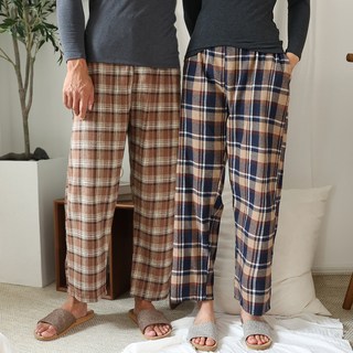 테라우드 클래식 면 기모 체크 파자마 바지 D타입 2종 세트