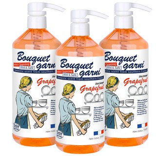 BOUQUET GARNI 葡萄柚蔬果碗盤洗潔精, 750ml, 3瓶