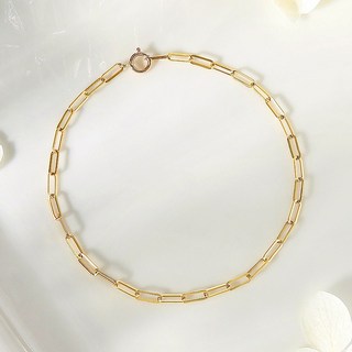 GOLDPANG 女款 14k 焦點迴紋針鍊手鍊 + 購物袋