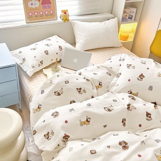 J-bedtime 床寢時光 100%純棉床包枕套組-狗狗物語 親膚透氣 台灣製造, 雙人加大, 床包 + 枕套2個