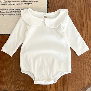 JOYMULTI 新生兒荷葉領長袖包屁衣