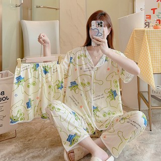 Viola 女性睡衣 上衣 + 短褲 + 長褲套組 Vio0019