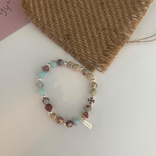 Momo Commerce 帶來好運天然石 925純銀 四葉草 女士手鍊