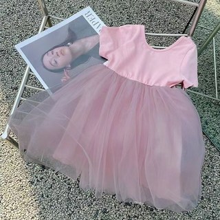 Uvely 女童後背交叉短袖紗裙芭蕾舞衣