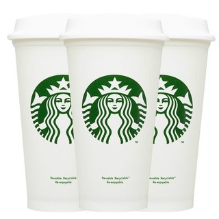 STARBUCKS 星巴克 可重複使用熱飲杯 一般包裝 3入, 白色, 473ml, 3個