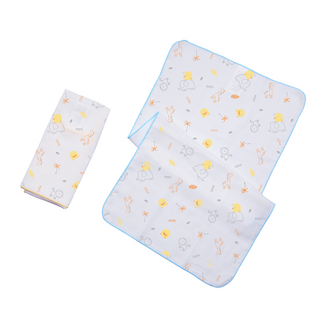 PiYOPiYO 黃色小鴨 印圖紗布澡巾 2入, 紗布材質吸水性佳, 柔軟細緻新生兒適用, 寬30 x 高60cm, 藍色 + 黃色