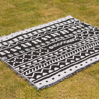 아이두젠 패턴 담요 블랭킷 캠핑 러그 + 버클 보관 스트랩 세트, 라인패턴, 1개