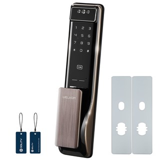 Solity Welcom 人臉識別推拉式數字門鎖 WSP-2900A + 加固板 2p + 卡片鑰匙 2p 套裝, 顧客自行安裝
