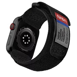 加拿大 mifa apple watch edc-34戰術尼龍混搭真皮皮革運動錶帶(42/44/45/46/49mm), nasa聯名黑, 1個