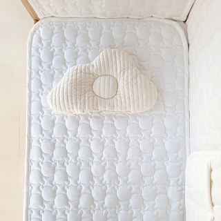 AiRabbit 嬰幼兒人造絲熊熊絎縫加厚雙面床墊 適用Petit Lapin Modo L, 奶油象牙白 + 象牙白, 1個
