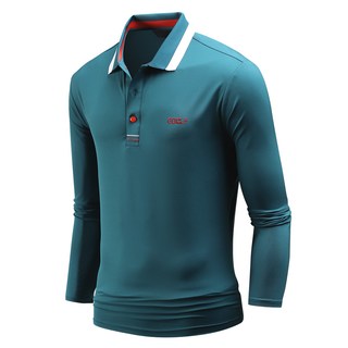 DAKUANG 男士Stamp彈性刺繡長袖高爾夫Polo衫 E06JKA_JL4007