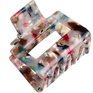 SOOSDA 法蘭索瓦醋酸纖維方形大理石紋鯊魚夾 (5公分)