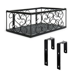 Market Plan 陽台鐵製花盆架, 1件, 黑色