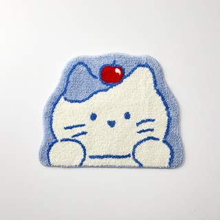 BUTTERSHOP Shop蓬鬆蘋果農場牛奶貓腳踏墊, 藍色, 1個