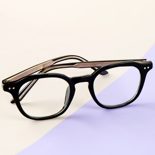 BEIMA 德國名牌蔡司 BlueProtect 抗藍光鏡片+男女通用方圓形黑色膠框眼鏡框 B557 黑色 COL.1(眼鏡盒 拭鏡布隨機出貨)